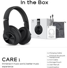 DOQAUS CARE1 Bluetooth Headphones Over Ear, 90 Hrs Playtime Wireless Headphones, 3 EQ Modes, Foldable Hi-Fi Stereo Bass Headphones, Soft Memory Protein Earmuffs, Built-in Mic＆Wired Mode