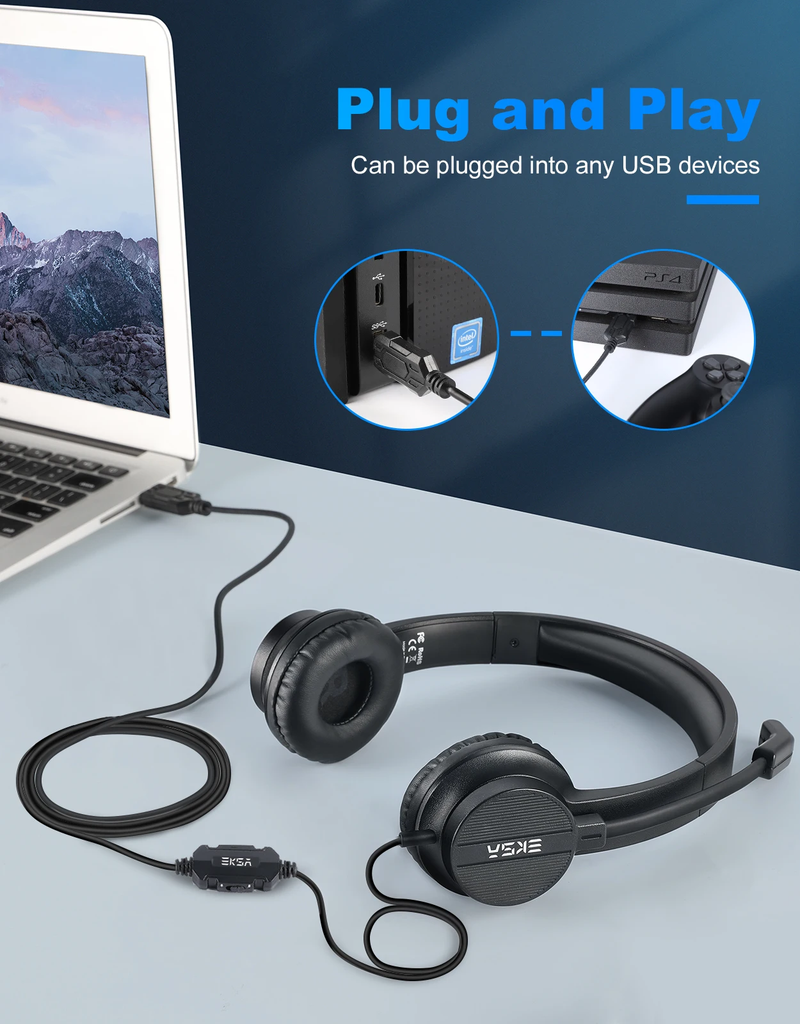 EKSA H12E Wired Gaming Headphones with Noise Cancelling MIC