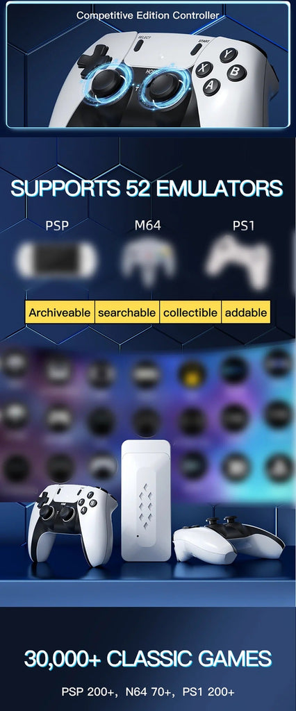 M22 Video Game Stick 4K 64G 30000+ Retro Games Dual Controllers | Supports 52 Emulators (PSP/N64/PS1/3D/Arcade)