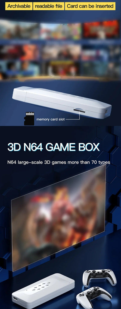 M22 Video Game Stick 4K 64G 30000+ Retro Games Dual Controllers | Supports 52 Emulators (PSP/N64/PS1/3D/Arcade)