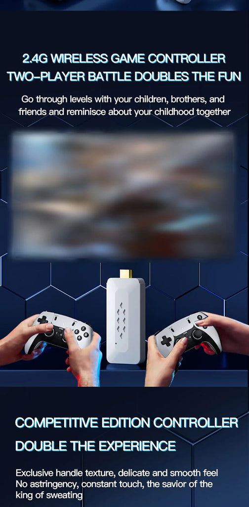 M22 Video Game Stick 4K 64G 30000+ Retro Games Dual Controllers | Supports 52 Emulators (PSP/N64/PS1/3D/Arcade)